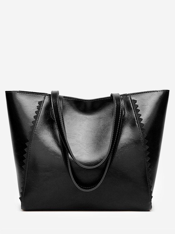 

Leisure Holiday Travel Scallop Decorated Tote Bag, Black
