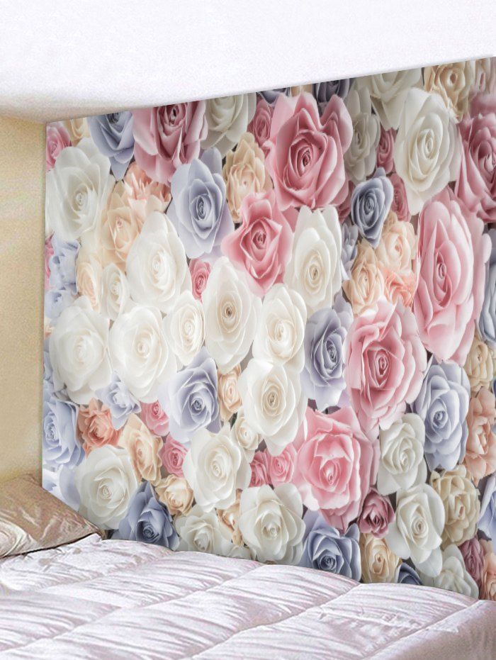 

3D Rose Flower Print Tapestry Wall Hanging Decor, Multi