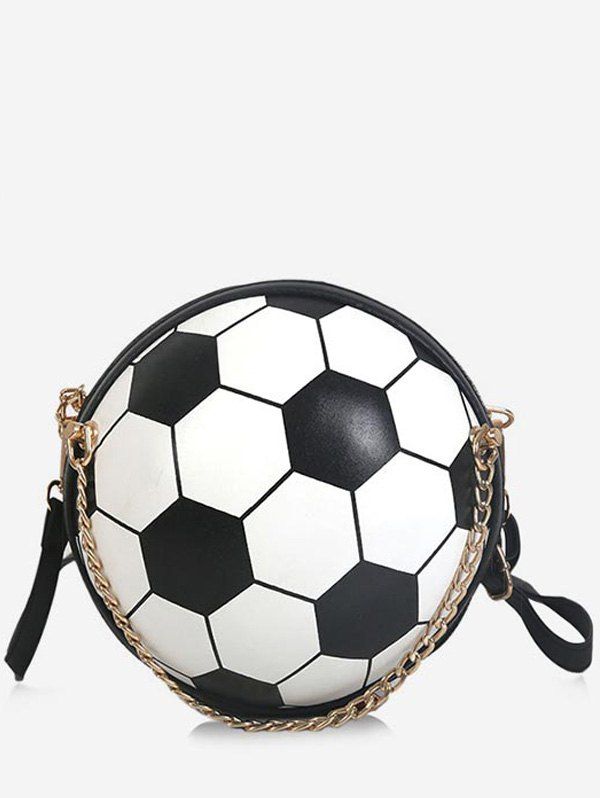 

Contrasting Color Football Shaped Chic Crossbody Bag, Black