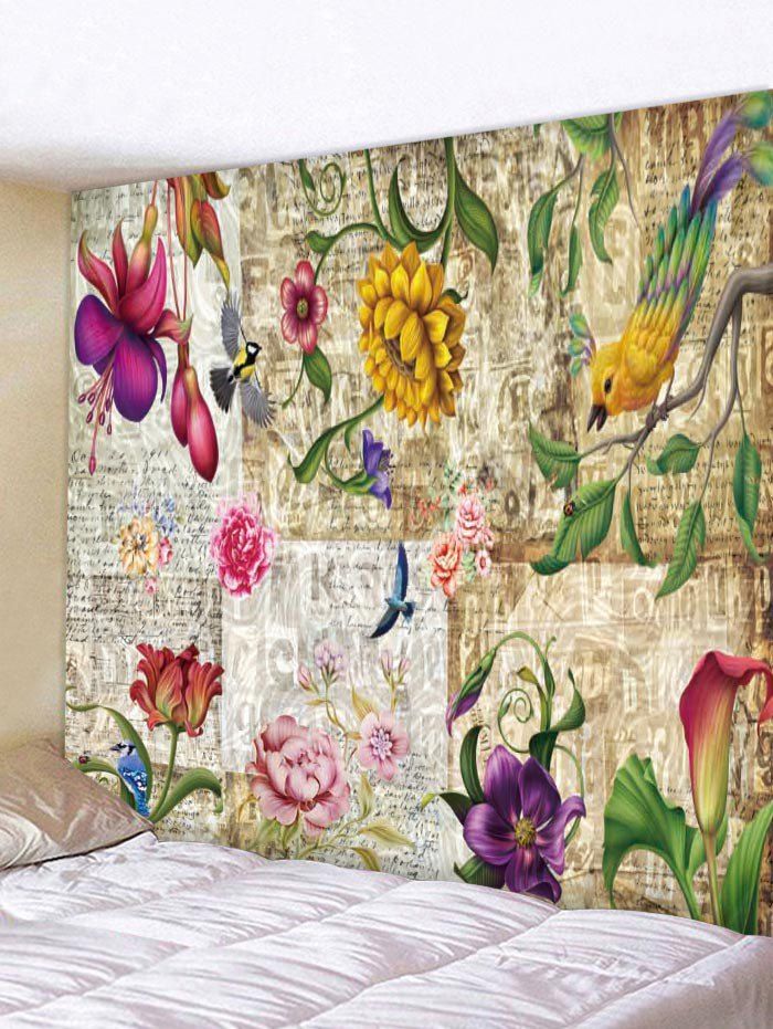 

Flower Bird Print Tapestry Wall Hanging Decor, Multi