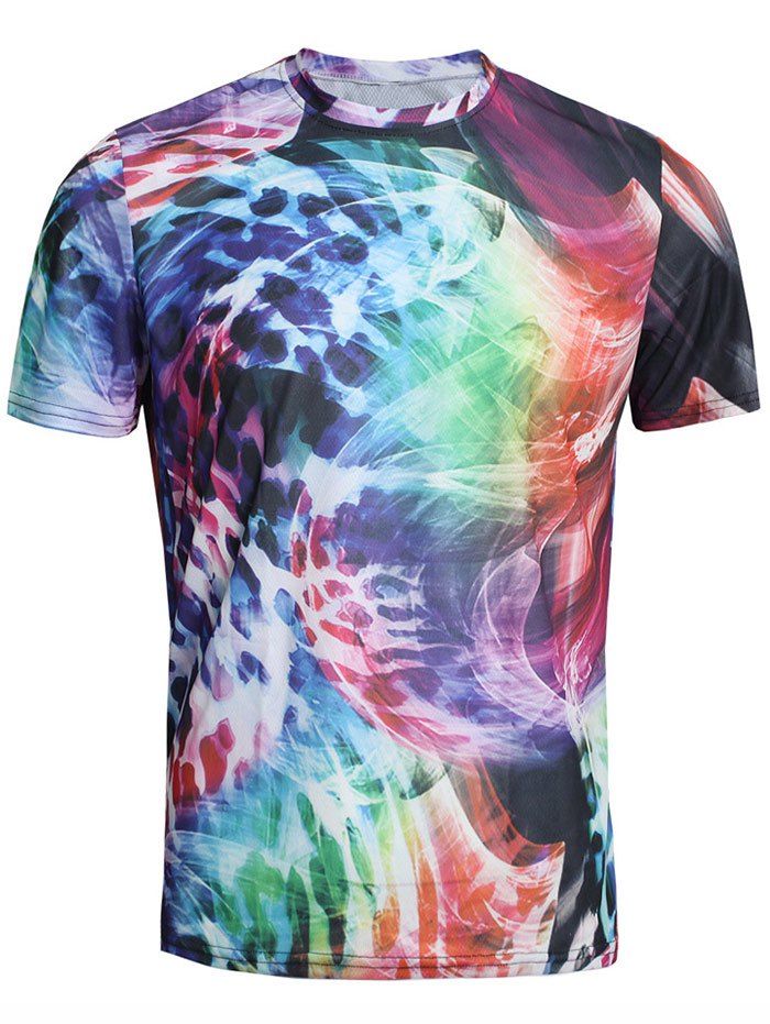 

Colorful Wave Painting Print T-shirt, Multi