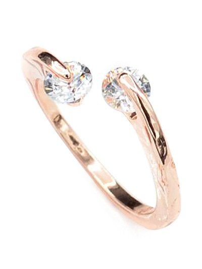 

Elegant Rhinestone Inlaid Alloy Cuff Ring, Rose gold