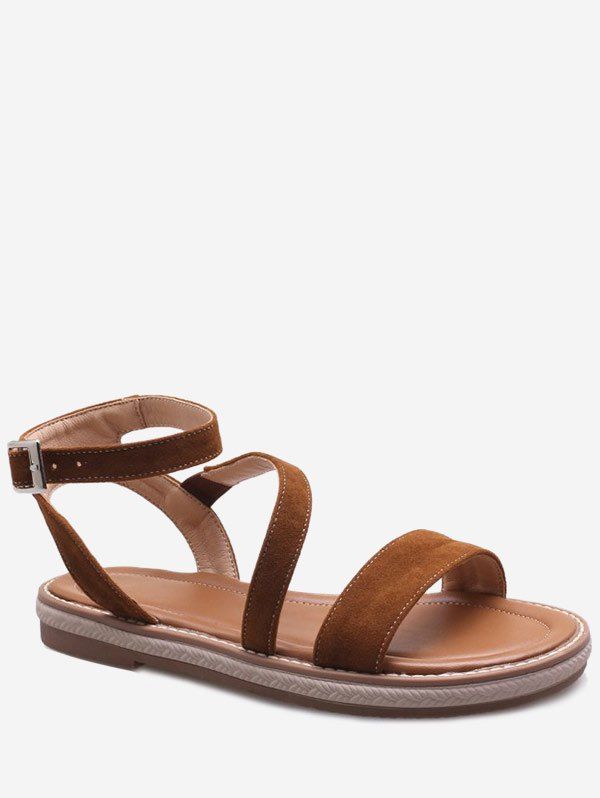 

Plus Size Casual Vacation Beach Ankle Strap Sandals, Brown