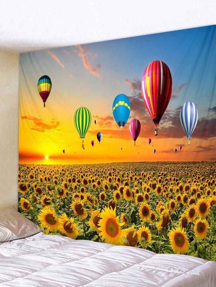 

Sunflower Hot Balloon Print Tapestry Wall Hanging Decor, Multi