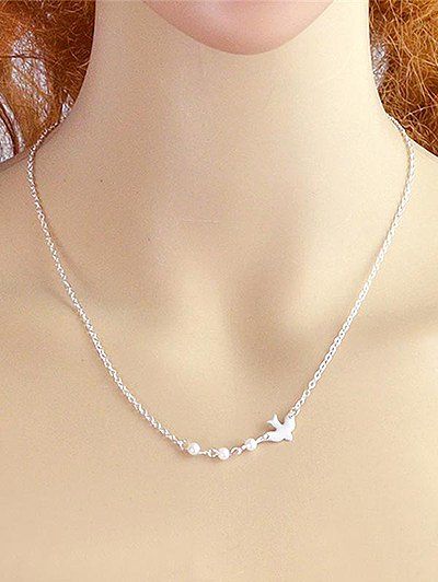 

Flying Dove Faux Pearl Pendant Necklace, Silver