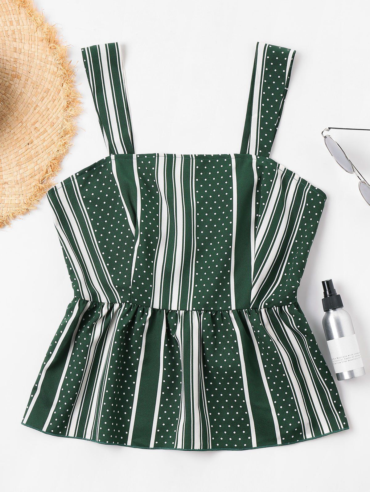 

Striped Peplum Tank Top, Deep green