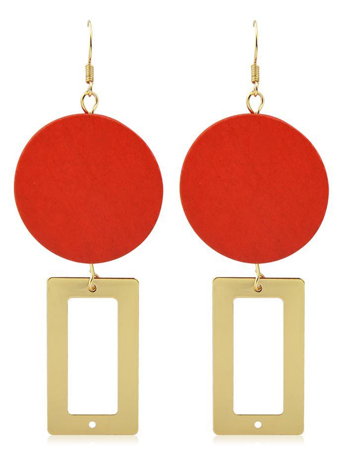 

Vintage Round Rectangle Geometric Hoop Earrings, Gold
