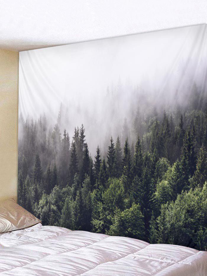 

Trees Smog Pattern Wall Tapestry Decoration, Dark forest green