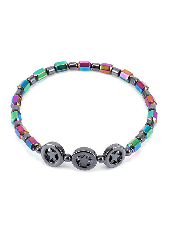 

Star Colorful Beads Hematite Chain Anklet, Multi