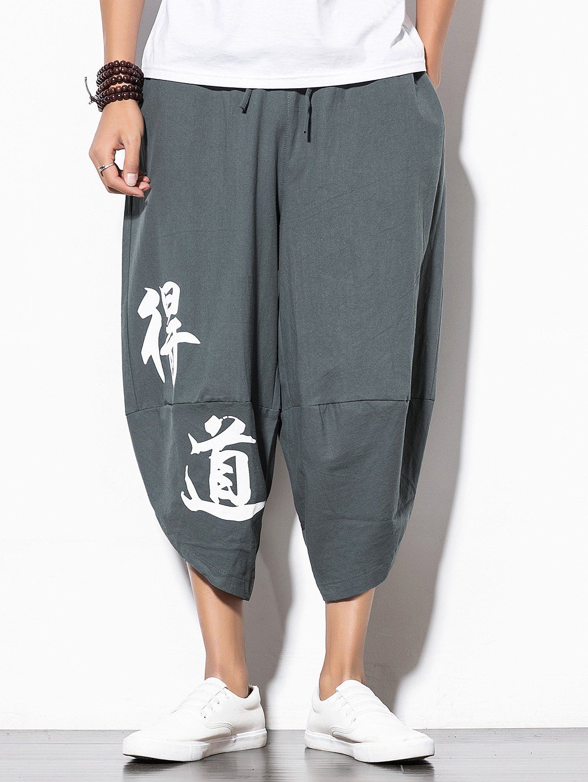 

Character Print Elastic Waist Nine Minutes of Jogger Pants, Dark slate grey