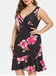 Plus Size Ruffle Floral Tulip Dress -  