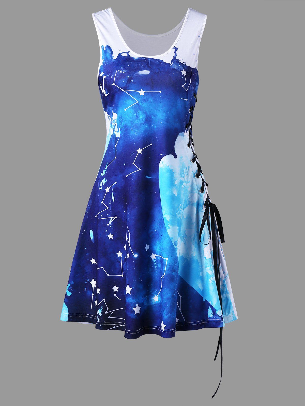 

Milk Way Printed Lace Up Dress, Colormix