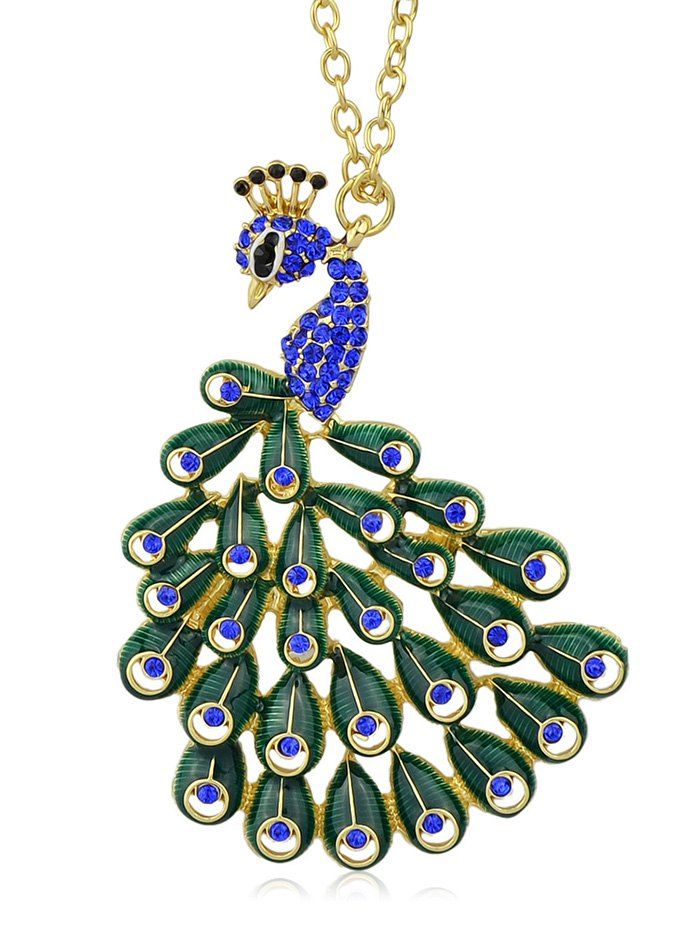 

Hollowed Rhinestone Peacock Shape Pendant Necklace, Blue