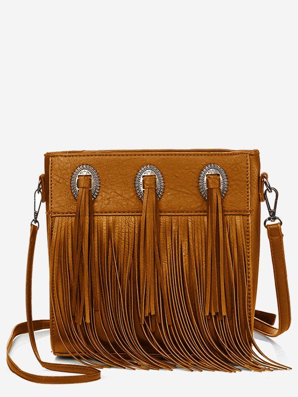 

Retro Fringes Minimalist All Purpose Sling Bag, Brown