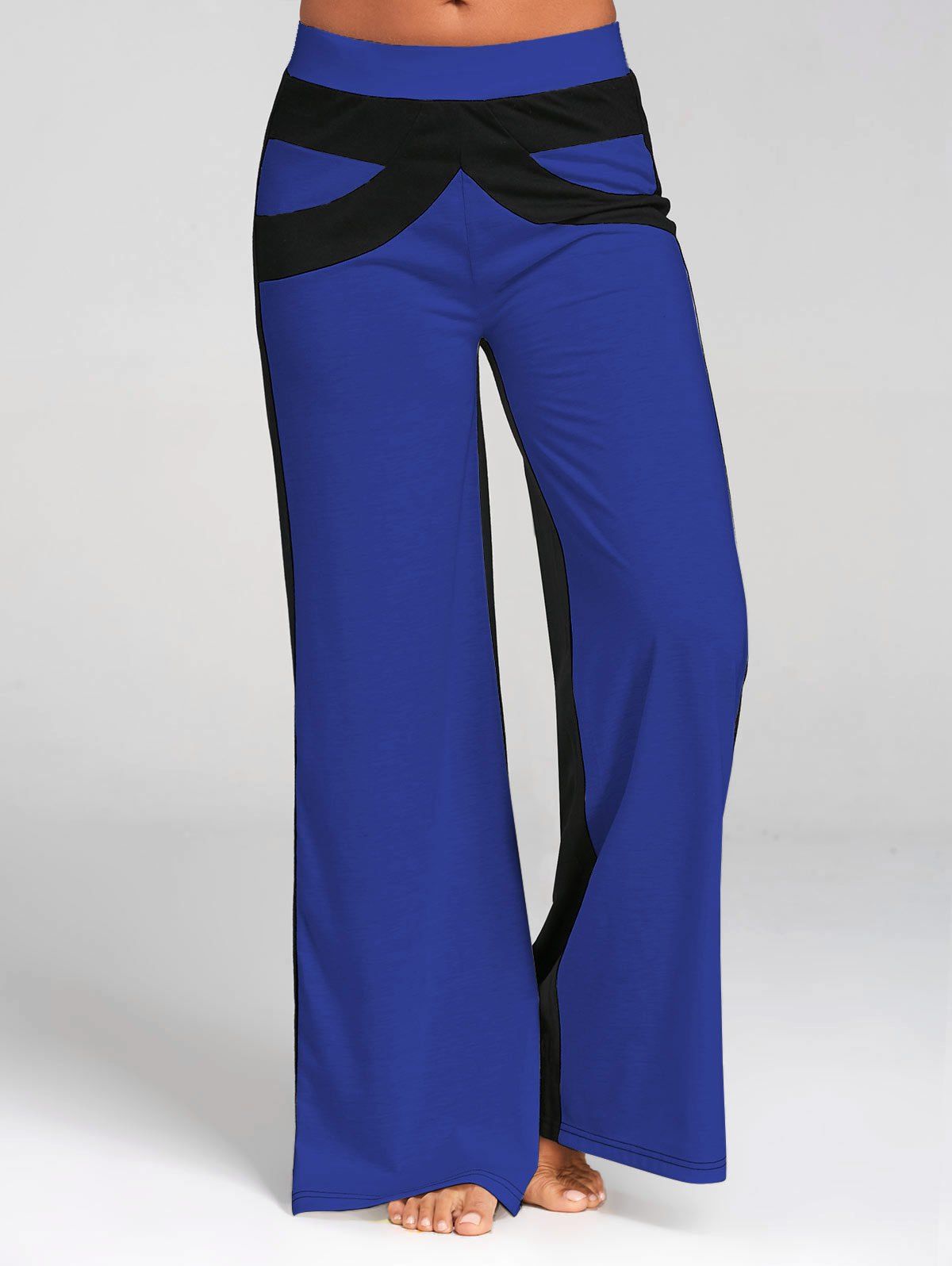 

Color Block Wide Leg Pants, Blue