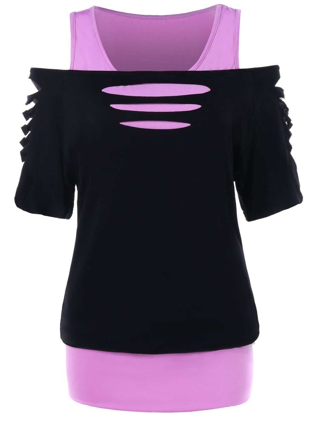 

Ripped Half Sleeve T-shirt and Tank Top, Purple