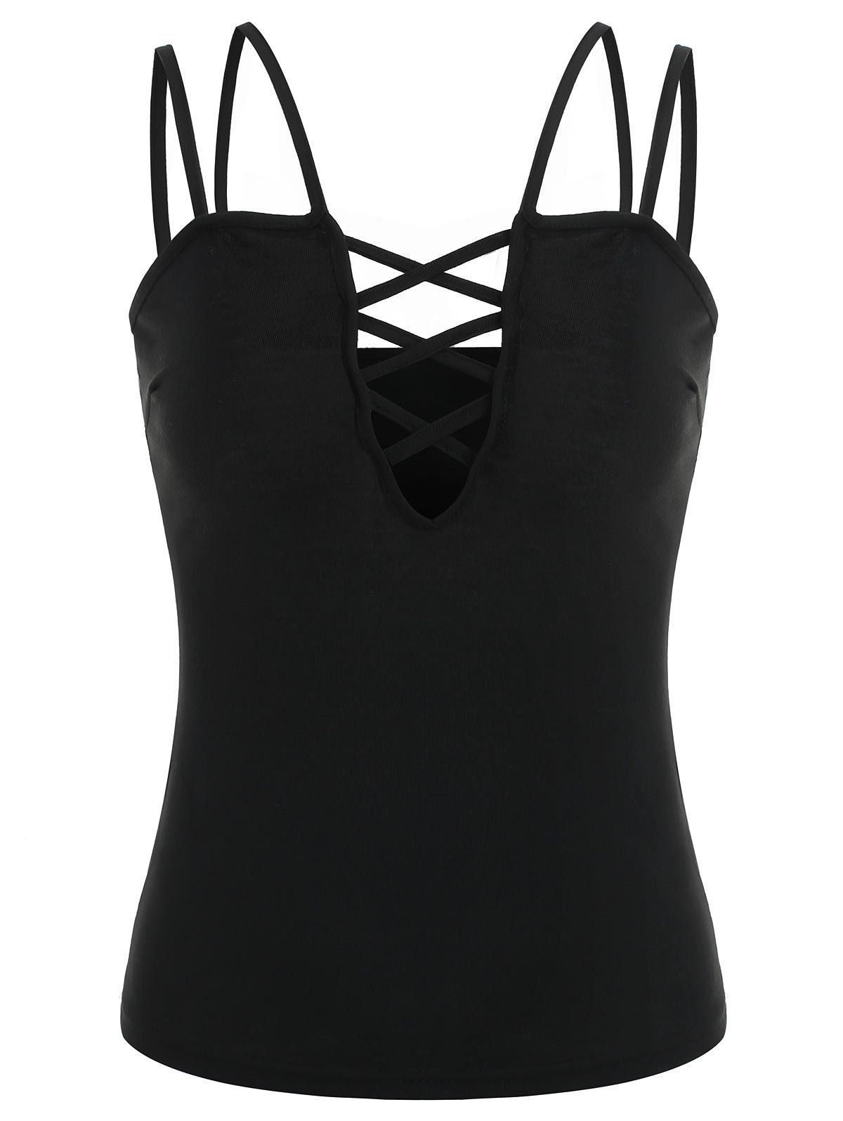 

Skinny Criss Cross Cami Top, Black