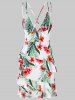 Robe en Camisole Superposée et à Imprimé Tropical -  