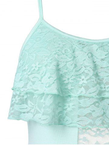 

Lace Panel Cami Tank Top, Light cyan