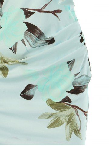 

Floral Print Bodycon Dress, Light cyan