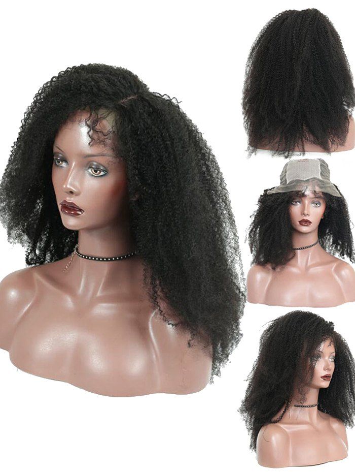 

Shaggy Kinky Curly Side Parting Synthetic Lace Front Wig, Natural black