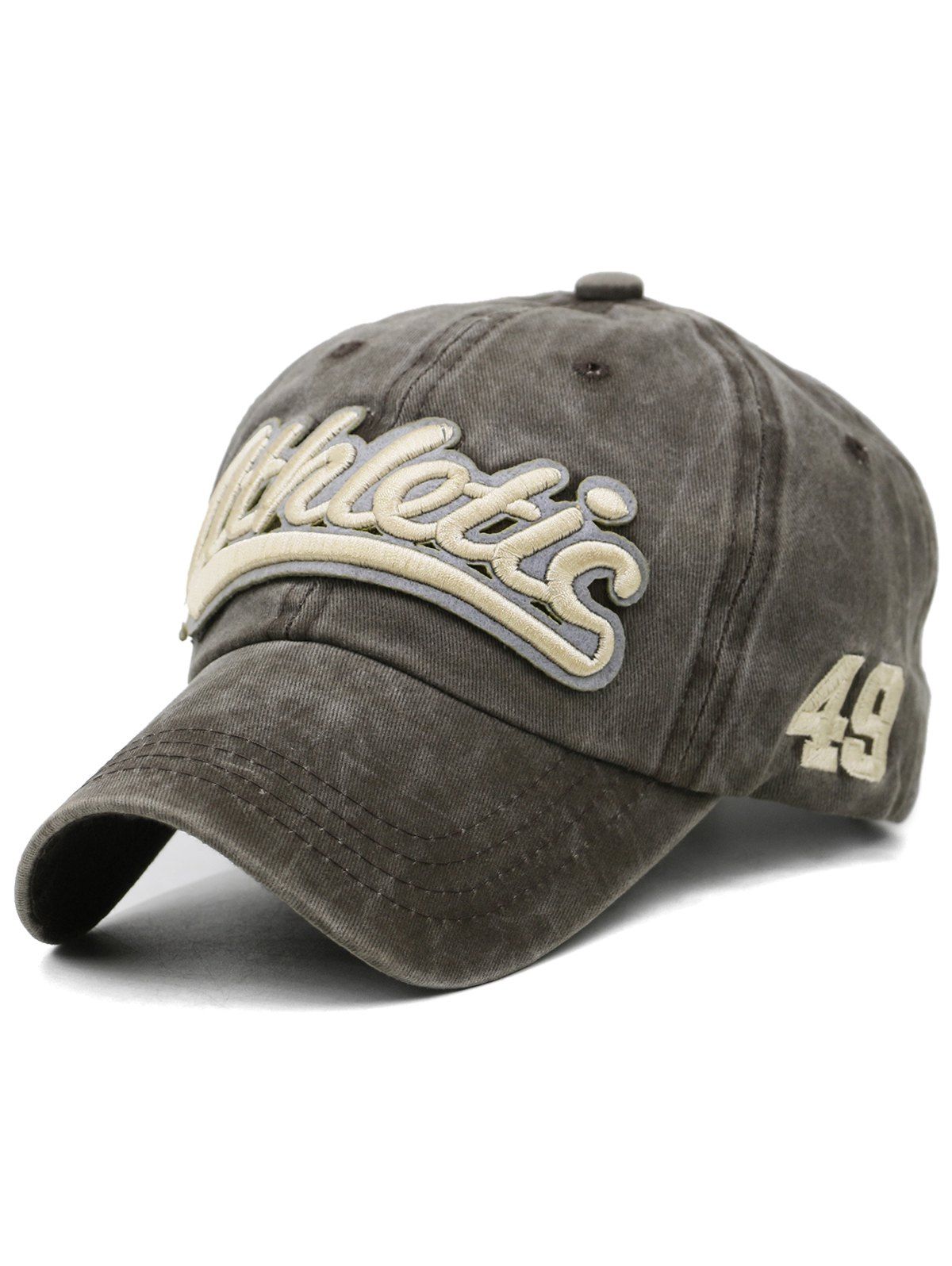 

Letter Embroidered Washed Dyed Trucker Hat, Coffee