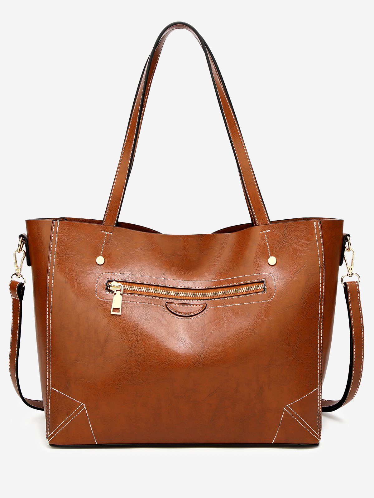

PU Leather Minimalist Daily Shopping Shoulder Bag, Light brown