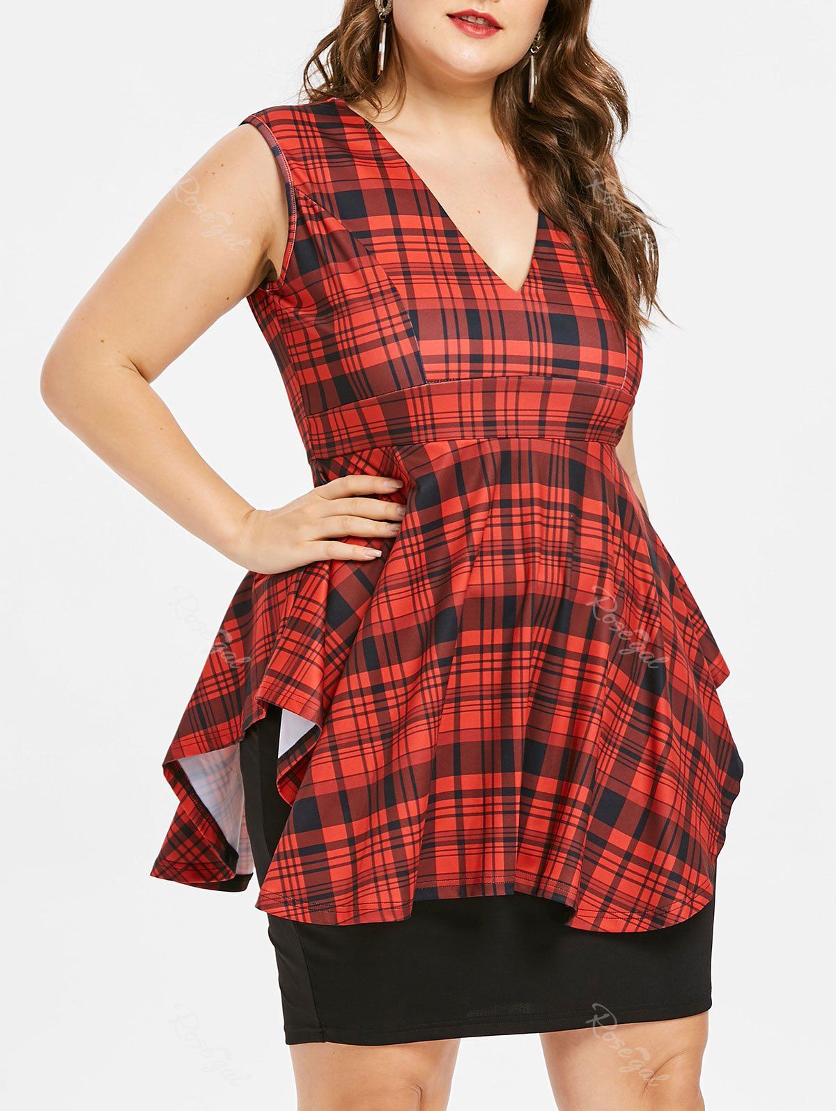 plus size plaid wide leg pants