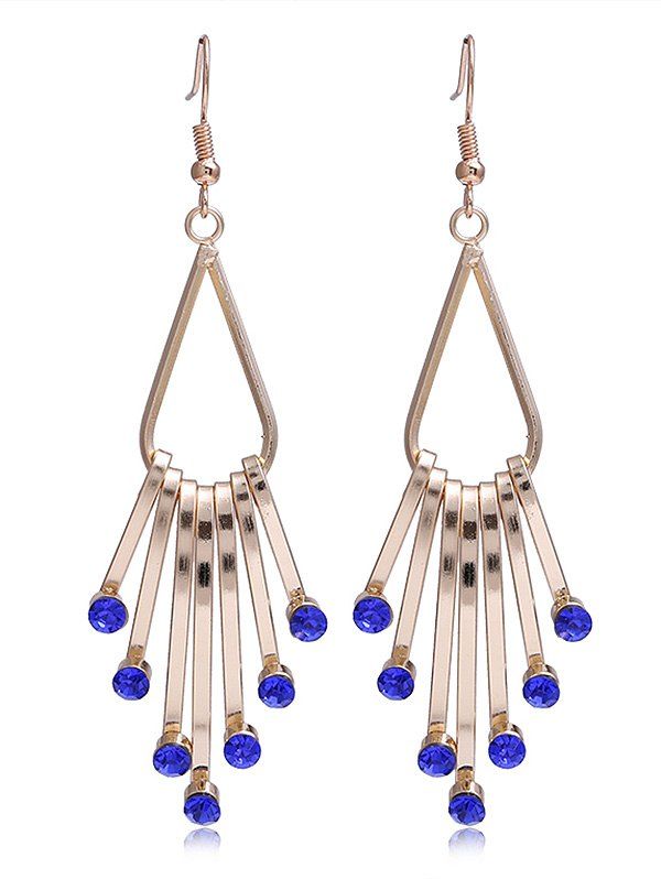 

Vintage Faux Crystal Inlaid Alloy Fringed Earrings, Blue