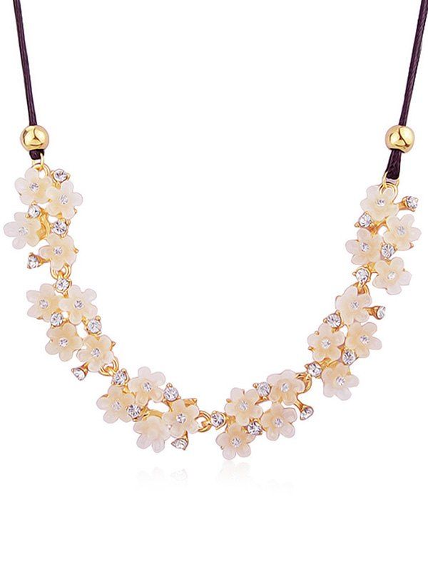 

Rhinestone Embellished Flower Shape Necklace, Gold