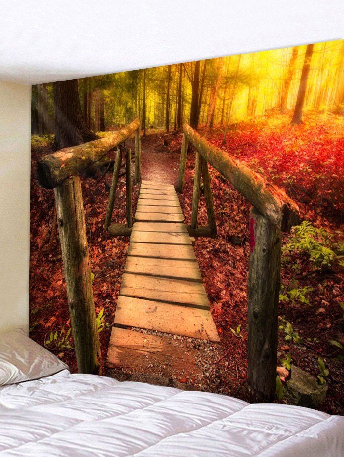 

Vintage Wooden Bridge Pattern Wall Tapestry Hanging Decor, Multi