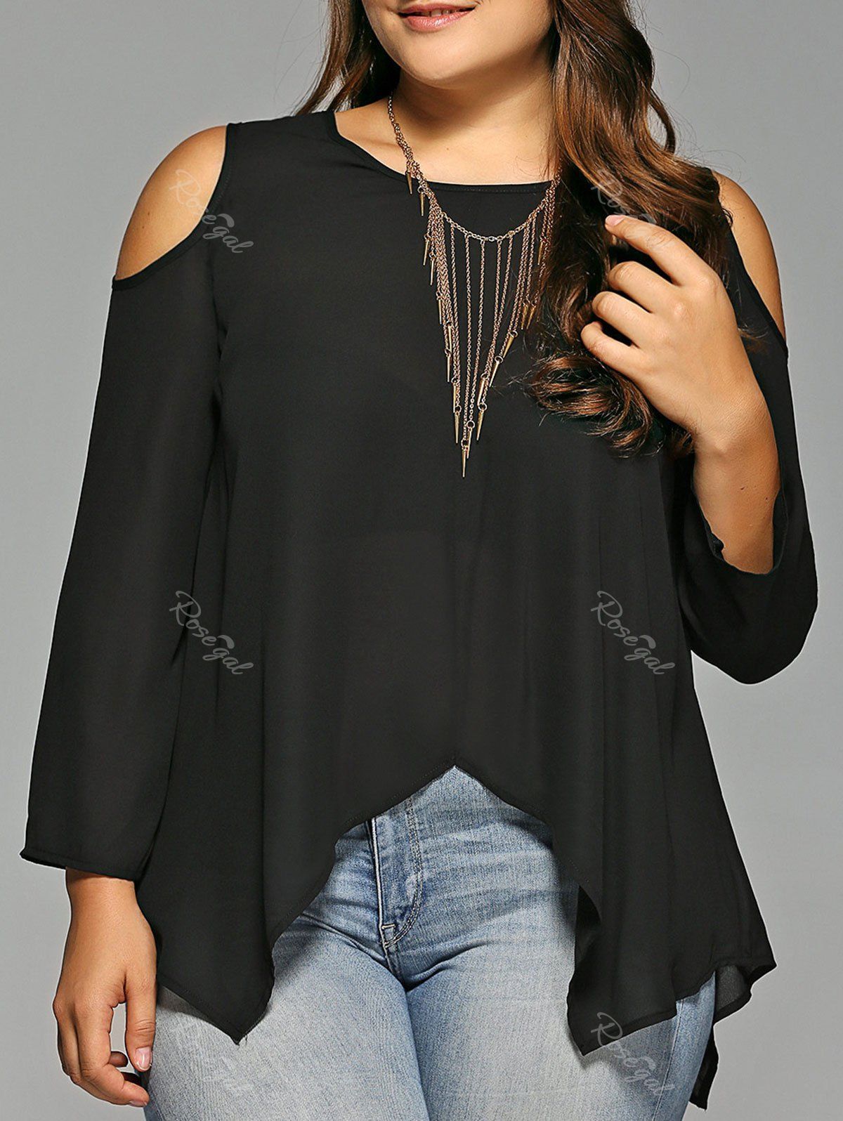 69 Off Plus Size Cold Shoulder Asymmetrical Blouse Rosegal 0194