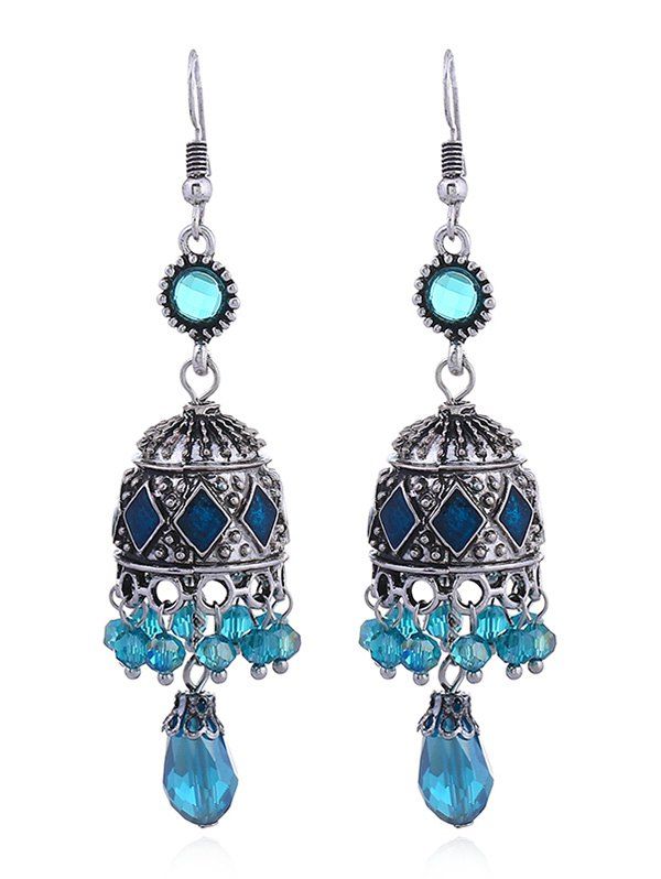 

Chime Flower Rhinestone Beads Pendant Earrings, Light blue