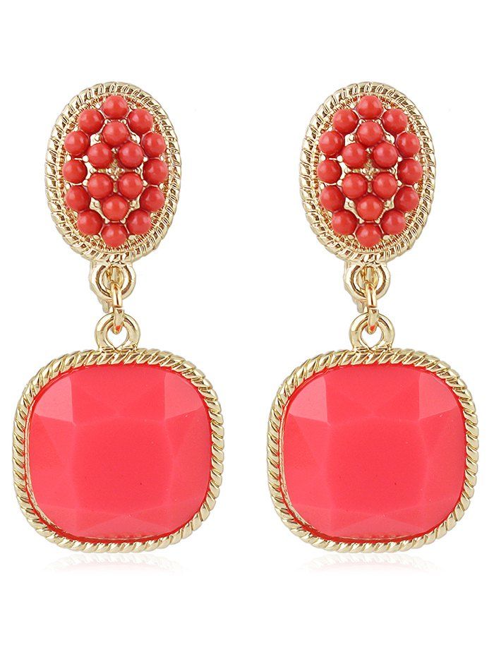 

Fake Crystal Square Shape Pendant Earrings, Red
