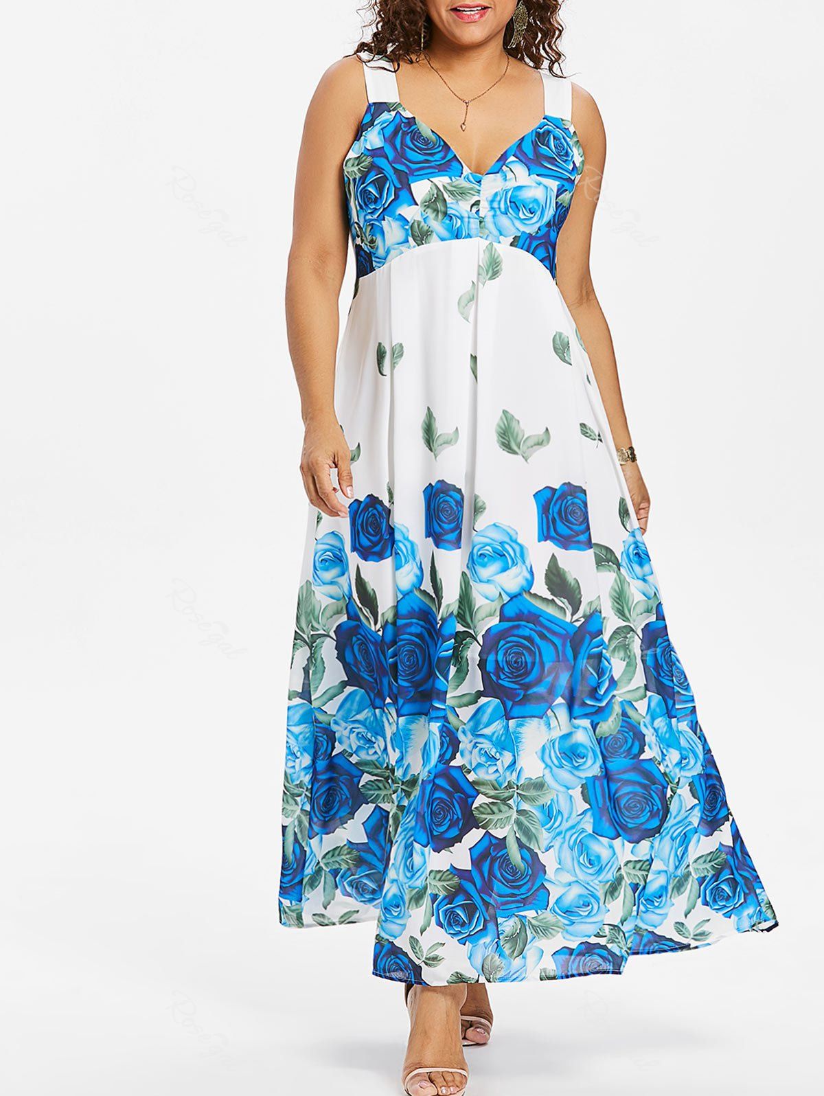 

Plus Size Blue Rose Maxi Dress