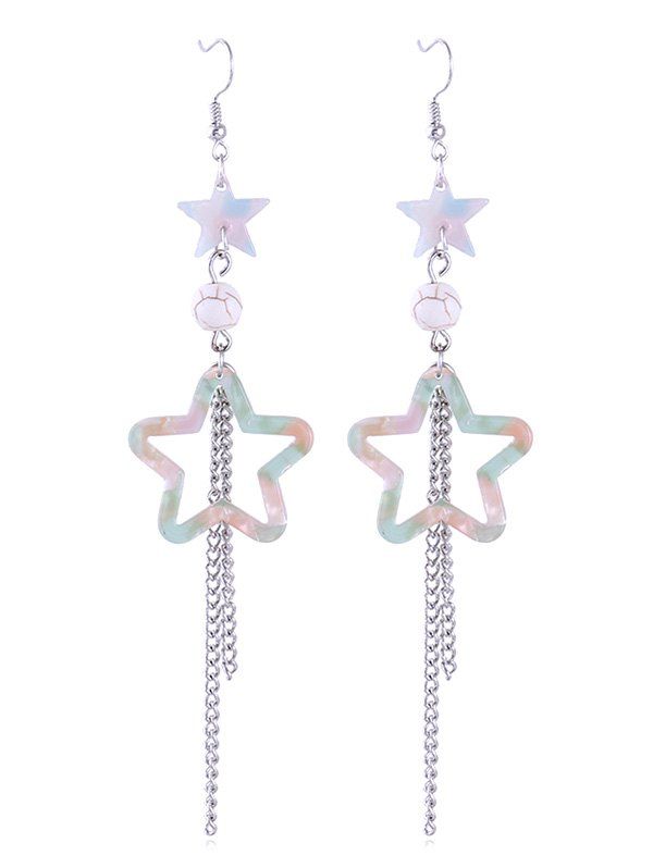 

Twinkle Star Decorative Fringed Drop Earrings, Silver