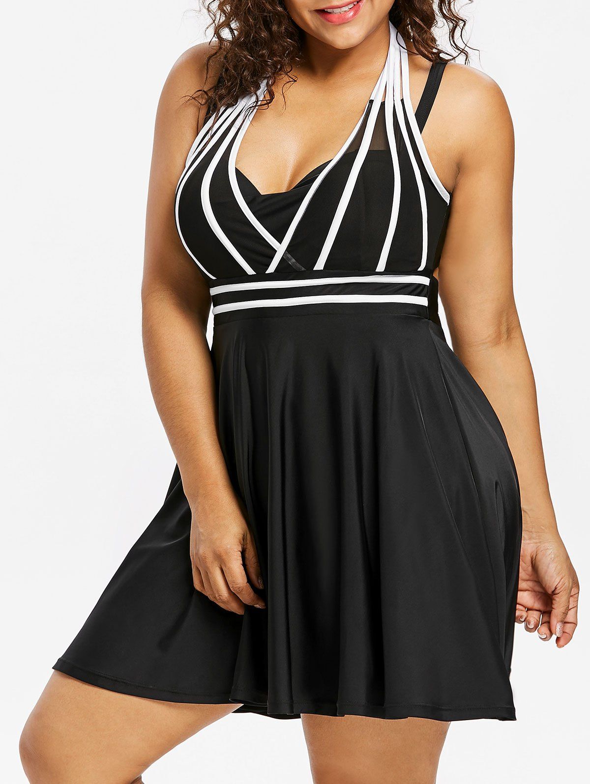 [39% OFF] Plus Size String Skirted One-piece Swimsuit | Rosegal