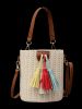 Tassels Decoration Bucket Shaped Straw Casual Tote Bag -  