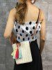 Tassels Decoration Bucket Shaped Straw Casual Tote Bag -  