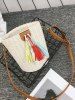 Tassels Decoration Bucket Shaped Straw Casual Tote Bag -  