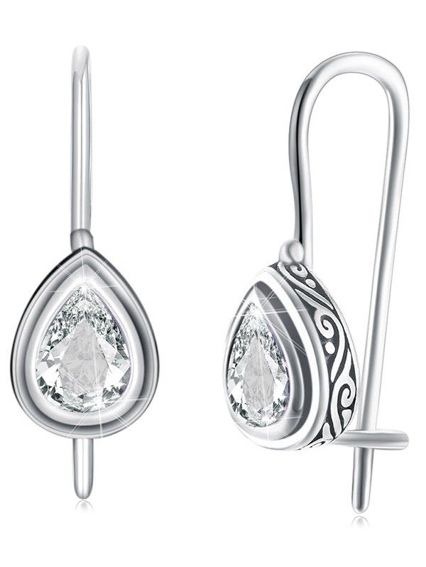 

Elegant Water Drop Zircon Inlay Drop Earrings, Cool white