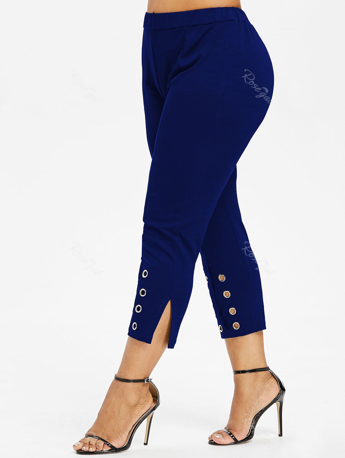 

Plus Size Grommet Cropped Pants, Blue