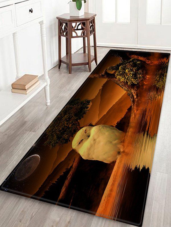 

Uhommi Night Sky Owl Print Non Slip Floor Rug, Tiger orange