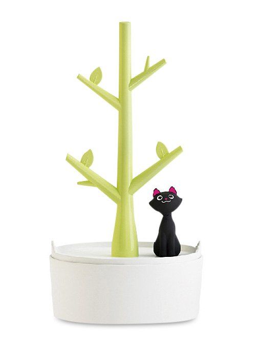 

Tree Branch Kitten Decor Jewelry Display Rack, Green