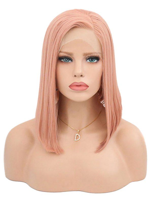 

Medium Side Bang Straight Bob Lace Front Synthetic Wig, Orange pink
