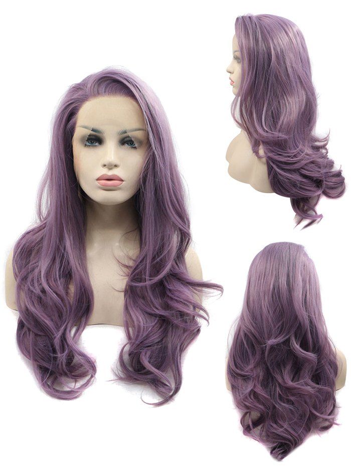 

Long Free Part Wavy Lace Front Party Synthetic Wig, Purple