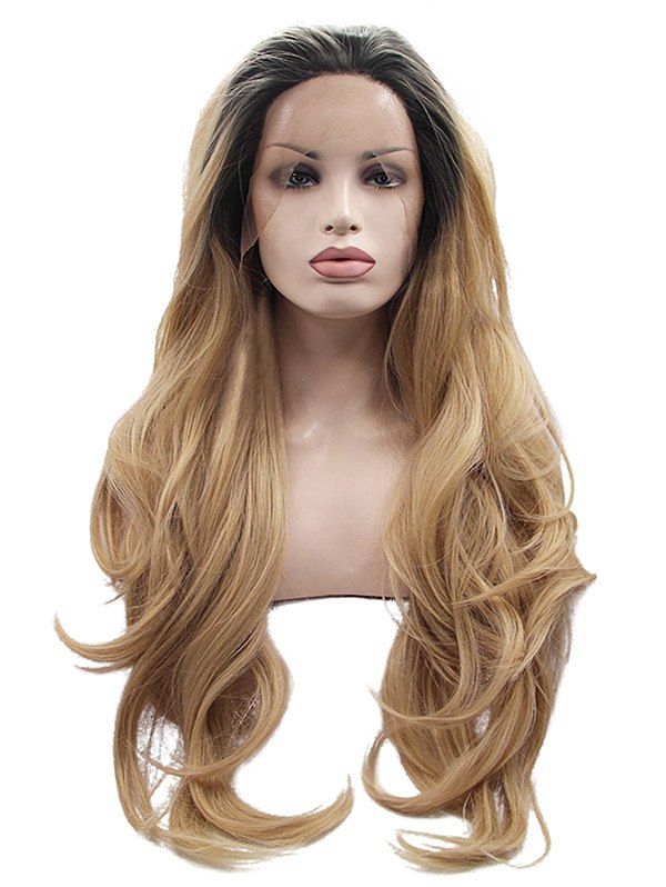 

Long Free Part Colormix Wavy Synthetic Lace Front Wig, Multi