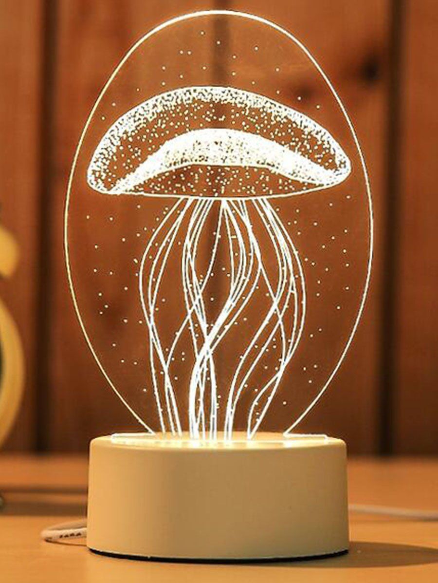 

3D Jellyfish Pattern Decorative Table Lamp, White