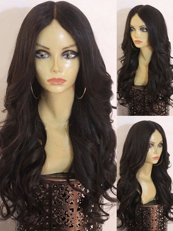 

Long Center Parting Wavy Party Synthetic Wig, Natural black
