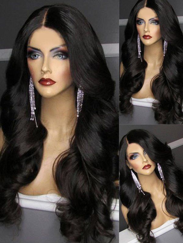 

Long Center Part Body Wave Synthetic Wig, Natural black
